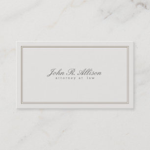 Simple Light Taupe Attorney with Border Business Card
