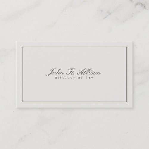 Simple Light Taupe Attorney with Border Business Card