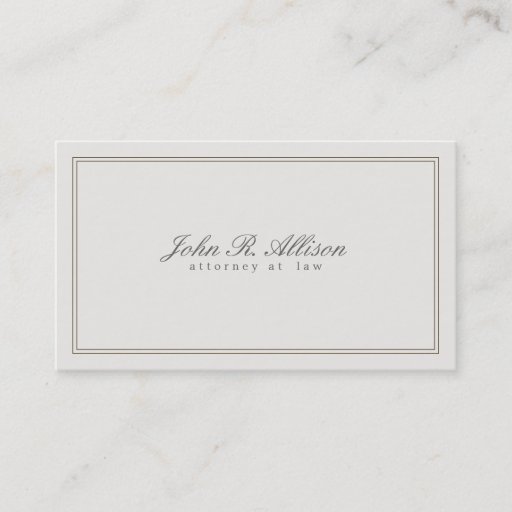 Customizable Simple Light Taupe Attorney with Border Business Card