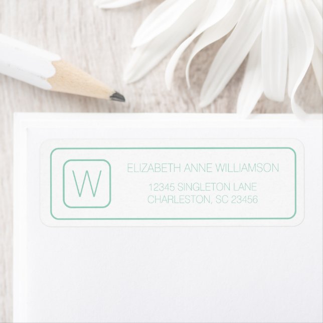 Simple Light Teal and White Monogram Label (Insitu)