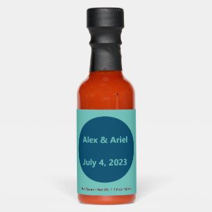 Simple Light Teal & Ocean Blue Wedding Hot Sauces