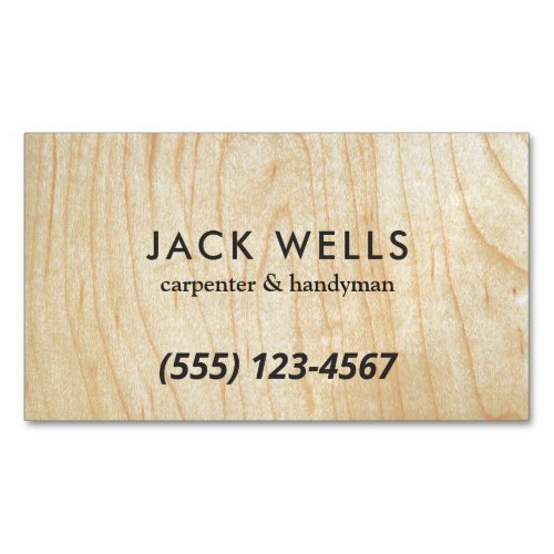 Simple Light Wood Grain Carpenter and Handyman Bus Business Card Magnet