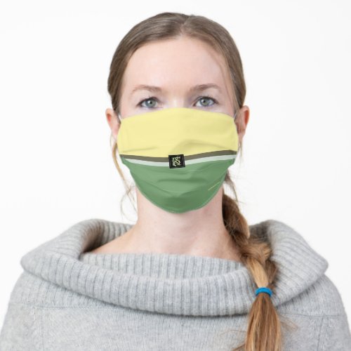 Simple Light Yellow and Asparagus Green Two Tone Adult Cloth Face Mask