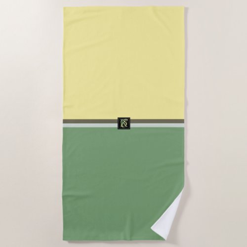 Simple Light Yellow and Asparagus Green Two Tone Beach Towel
