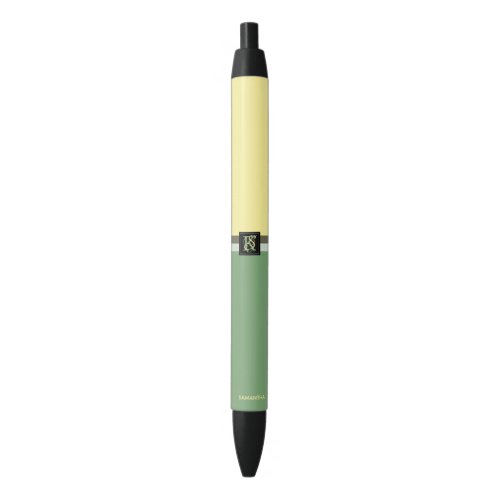 Simple Light Yellow and Asparagus Green Two Tone Black Ink Pen