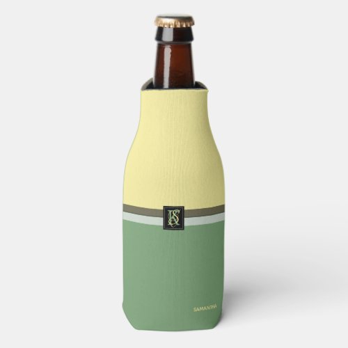Simple Light Yellow and Asparagus Green Two Tone Bottle Cooler