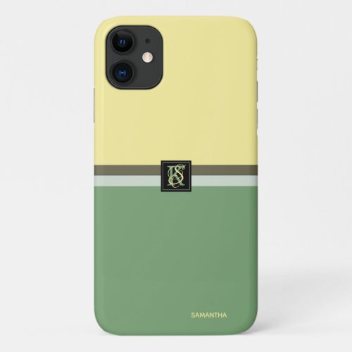 Simple Light Yellow and Asparagus Green Two Tone iPhone 11 Case