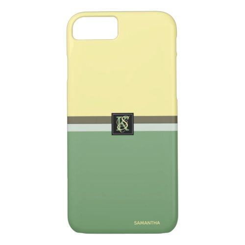 Simple Light Yellow and Asparagus Green Two Tone iPhone 87 Case