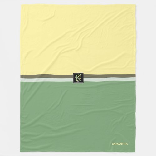 Simple Light Yellow and Asparagus Green Two Tone Fleece Blanket