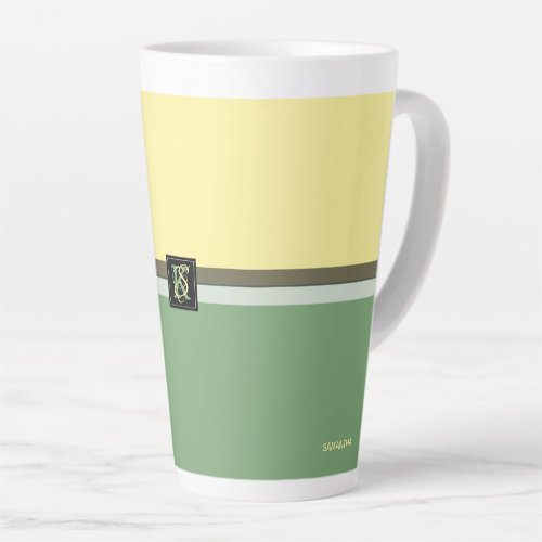 Simple Light Yellow and Asparagus Green Two Tone Latte Mug