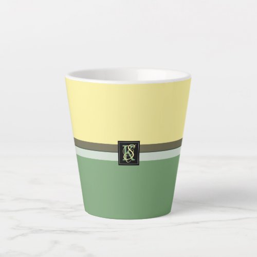 Simple Light Yellow and Asparagus Green Two Tone Latte Mug