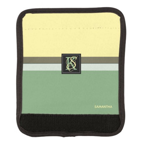 Simple Light Yellow and Asparagus Green Two Tone Luggage Handle Wrap