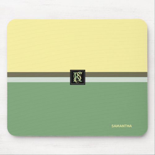 Simple Light Yellow and Asparagus Green Two Tone Mouse Pad