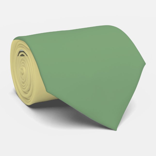 Simple Light Yellow and Asparagus Green Two Tone Neck Tie (Rolled)
