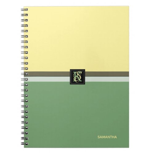 Simple Light Yellow and Asparagus Green Two Tone Notebook