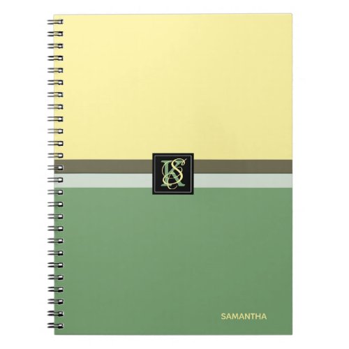 Simple Light Yellow and Asparagus Green Two Tone Notebook