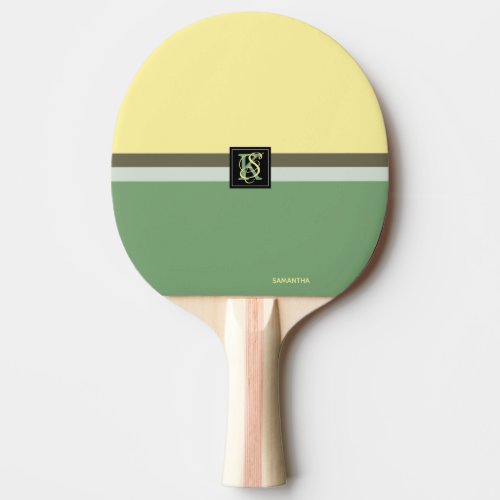Simple Light Yellow and Asparagus Green Two Tone Ping Pong Paddle