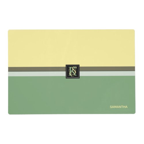 Simple Light Yellow and Asparagus Green Two Tone Placemat