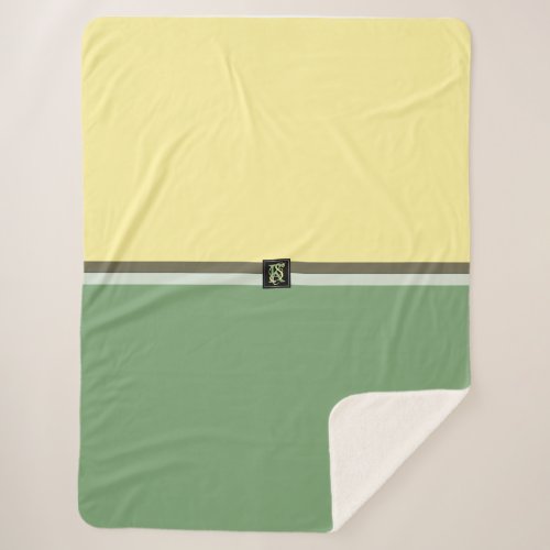 Simple Light Yellow and Asparagus Green Two Tone Sherpa Blanket