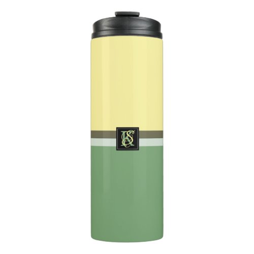 Simple Light Yellow and Asparagus Green Two Tone Thermal Tumbler