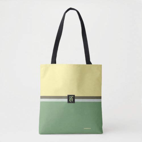 Simple Light Yellow and Asparagus Green Two Tone Tote Bag