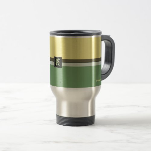 Simple Light Yellow and Asparagus Green Two Tone Travel Mug