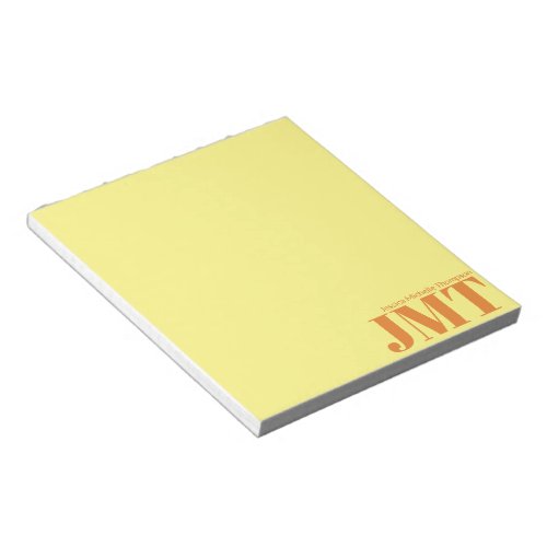 Simple Light Yellow and Orange Monogram Notepad