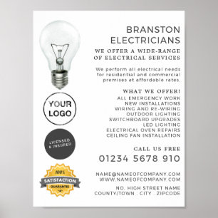 Simple Lightbulb, Electrician Advertising Poster