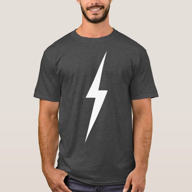 Simple Lightning Bolt in White T-Shirt (Front)