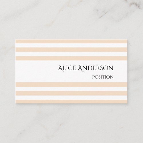 Simple Lignt Cream Pastel Stripes Elegant Minimal Business Card