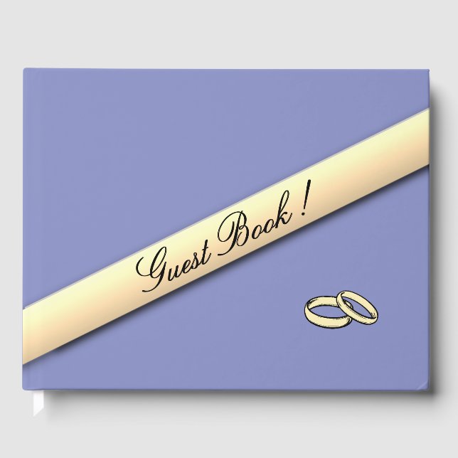 Simple Lilac and Gold Wedding Guest Book (Front)