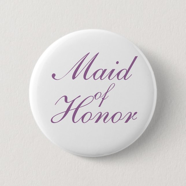 Simple lilac and white Maid Of Honor Button (Front)