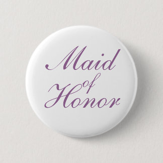 Simple lilac and white Maid Of Honor Button