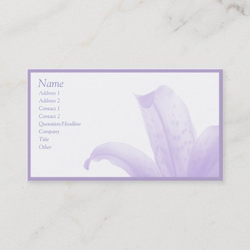 Customizable Simple Lilac Business Card