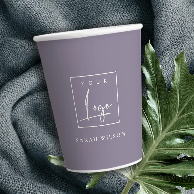 Simple Lilac Custom Promotional Business Logo Paper Cups | Zazzle