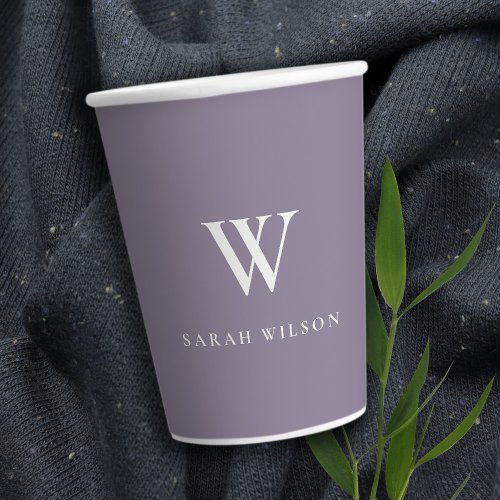 Simple Lilac Custom Promotional Business Monogram  Paper Cups