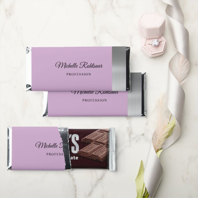 Simple Lilac Fizz Purple Metallic Hershey Bar Favors (Front)