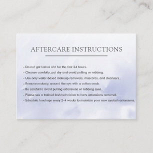 Simple Lilac Lash Extension Microblading Aftercare Business Card