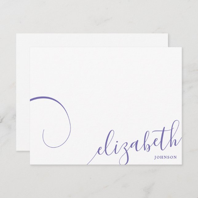Simple Lilac Romantic Calligraphy  Note Card (Front/Back)