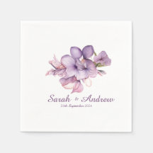 Simple Lilah Flower: Personalized Wedding Napkins