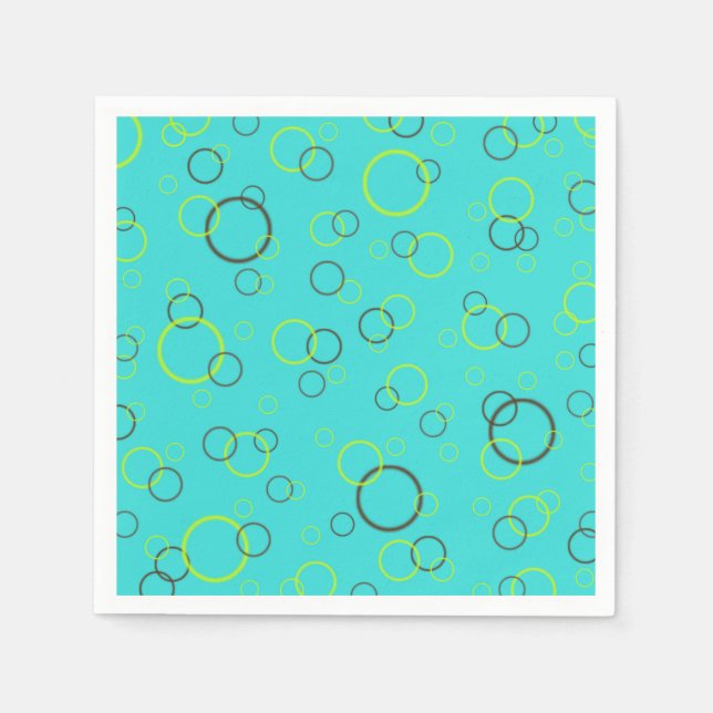 Simple Lime and brown circles on Turquoise Pattern Paper Napkins (Front)