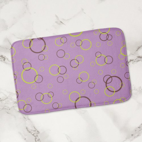 Simple Lime Brown circles Purple Violet Pattern Bath Mat