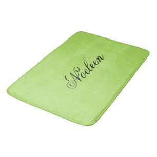 Simple lime color custom name bath mat