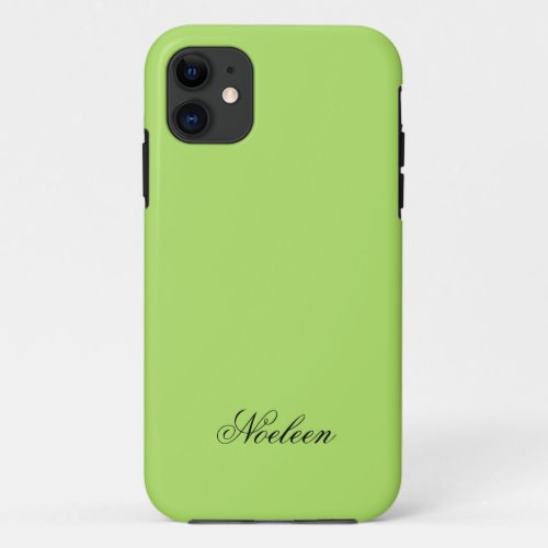 Simple lime color custom name iPhone 11 case