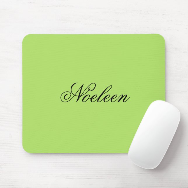 Simple lime color custom name mouse pad (With Mouse)