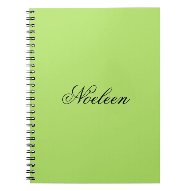 Simple lime color custom name notebook (Front)
