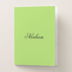 Simple lime color custom name pocket folder