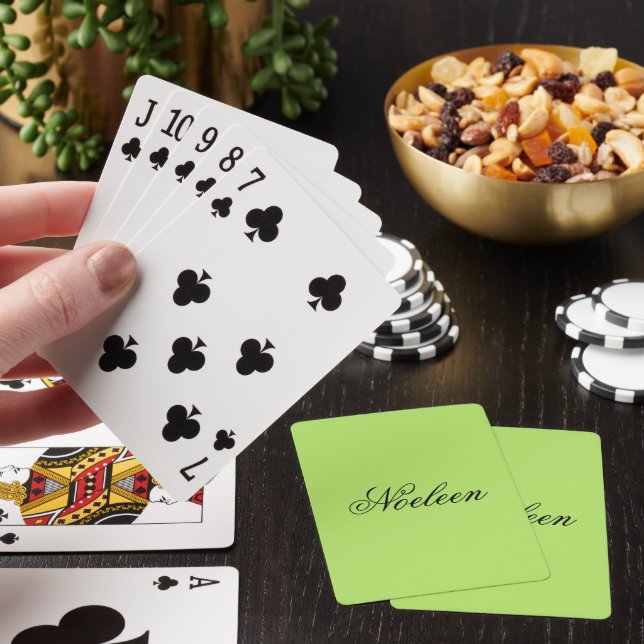 Simple lime color custom name poker cards (In Situ)