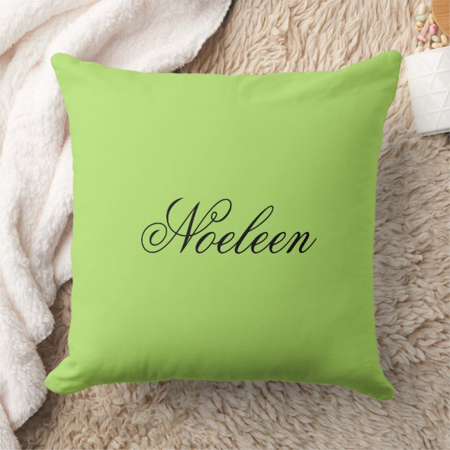 Simple lime color custom name throw pillow (Blanket)