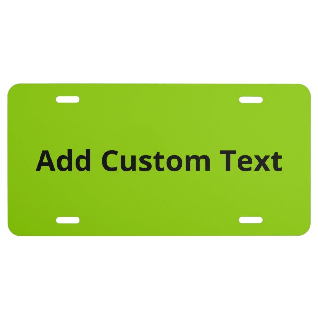 Simple Lime Green and Black Add Text Template License Plate (Front)